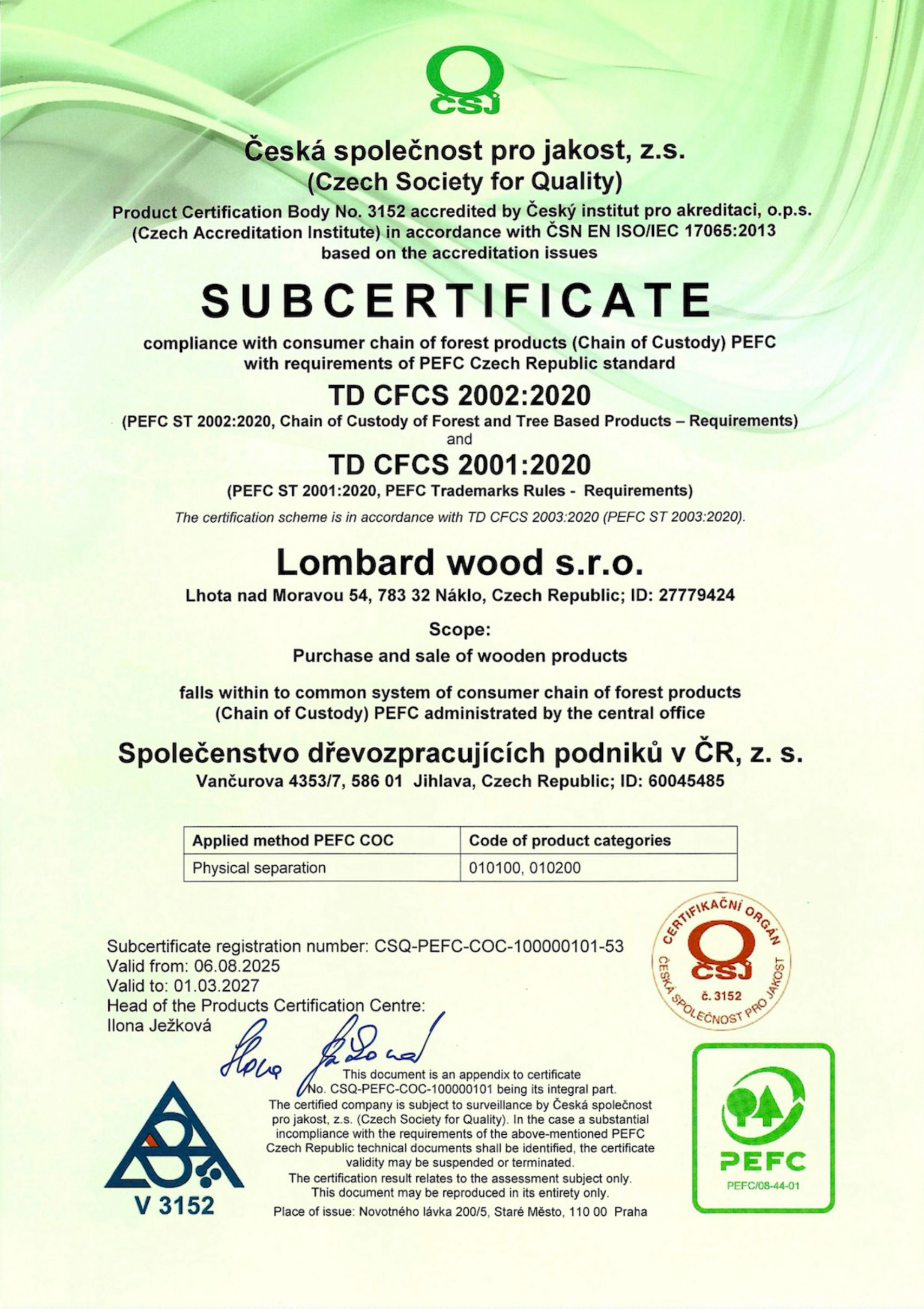 PEFC Lombard wood